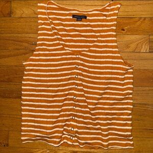 American Eagle Orange Striped Sleeveless Top